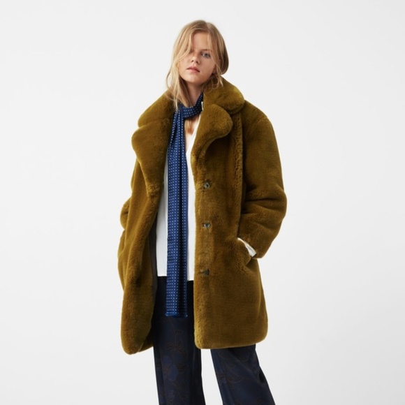 mango hooded faux fur coat